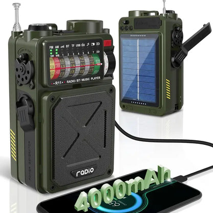 StormGuard X – Radio de Supervivencia Táctica con Bluetooth, Linterna y Energía Solar