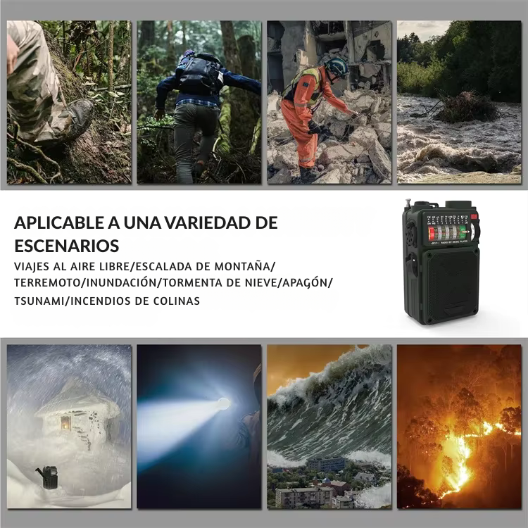 StormGuard X – Radio de Supervivencia Táctica con Bluetooth, Linterna y Energía Solar