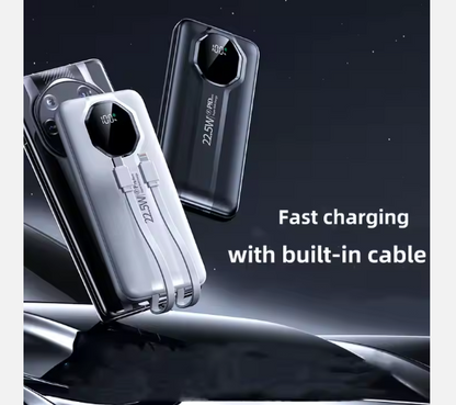 Power Bank 10000 mAh PD 22,5W con Cables Integrados – Potencia Total en la Palma de tu Mano