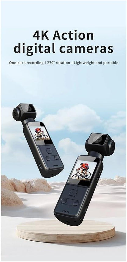 Cámara Digital de Bolsillo 4K – Rotación 270°, WiFi, Estabilización y Grabación en Movimiento